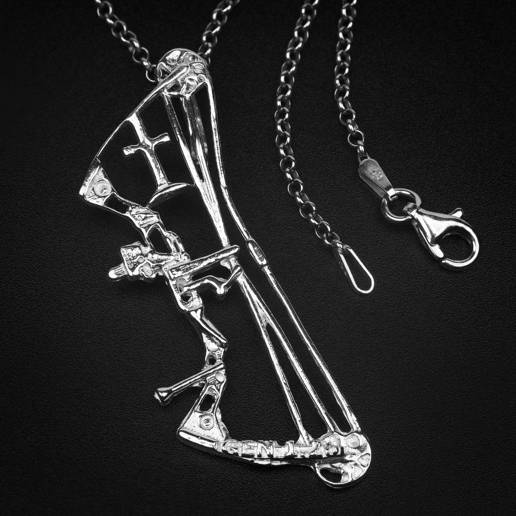 compound bow hunting pendant necklace makes a great gift for bow hunters