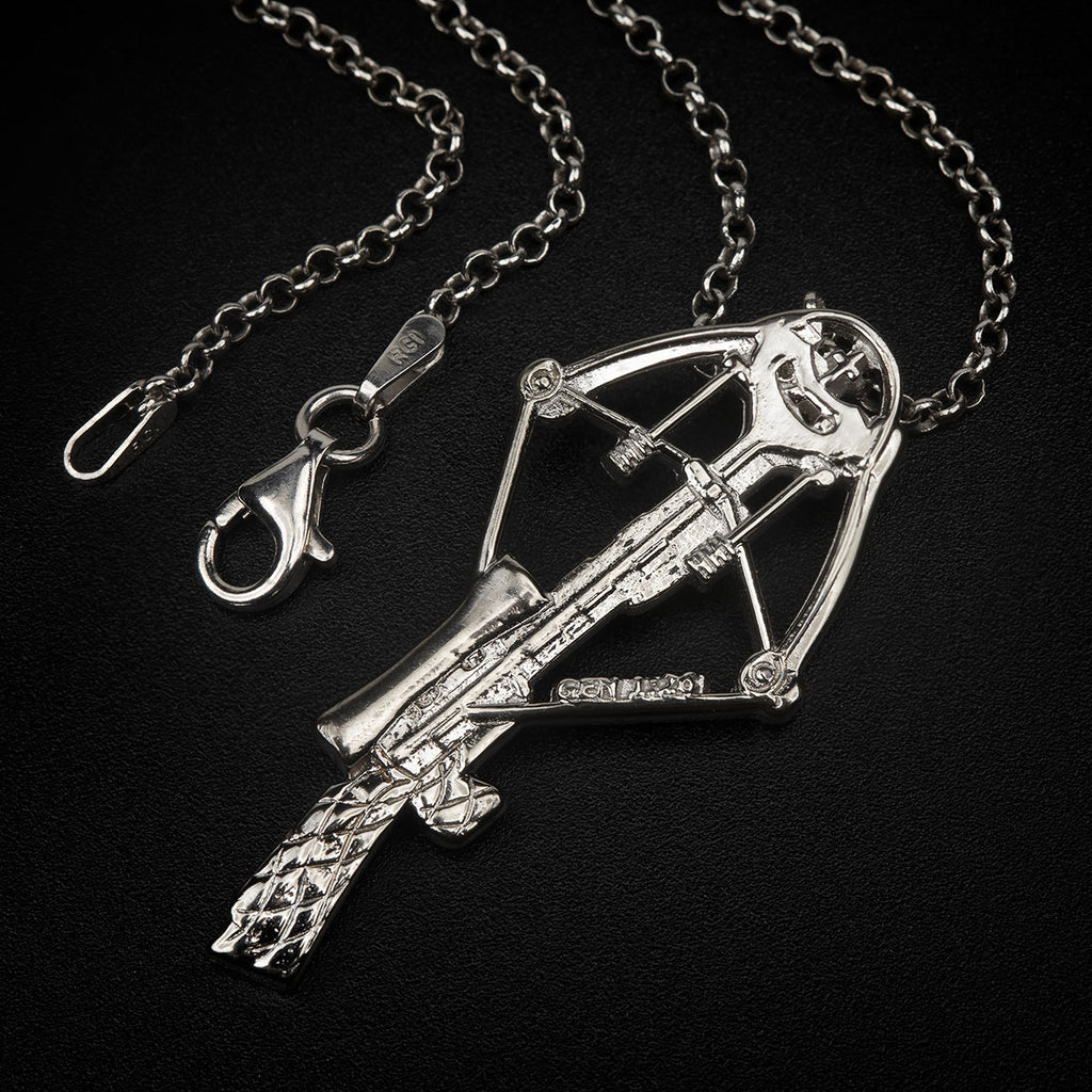 crossbow pendant necklace gift for hunters sterling silver hunting necklace